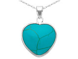 Turquoise Heart Pendant Necklace in Sterling Silver with Chain